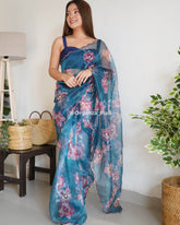 Festival Special Rama Pure Organza Saree